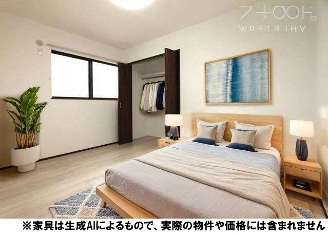 2階真ん中6帖洋室。南向きで明るい室内