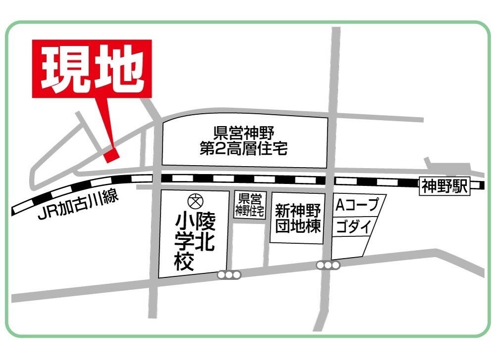 案内図。敷地に2台駐車可
