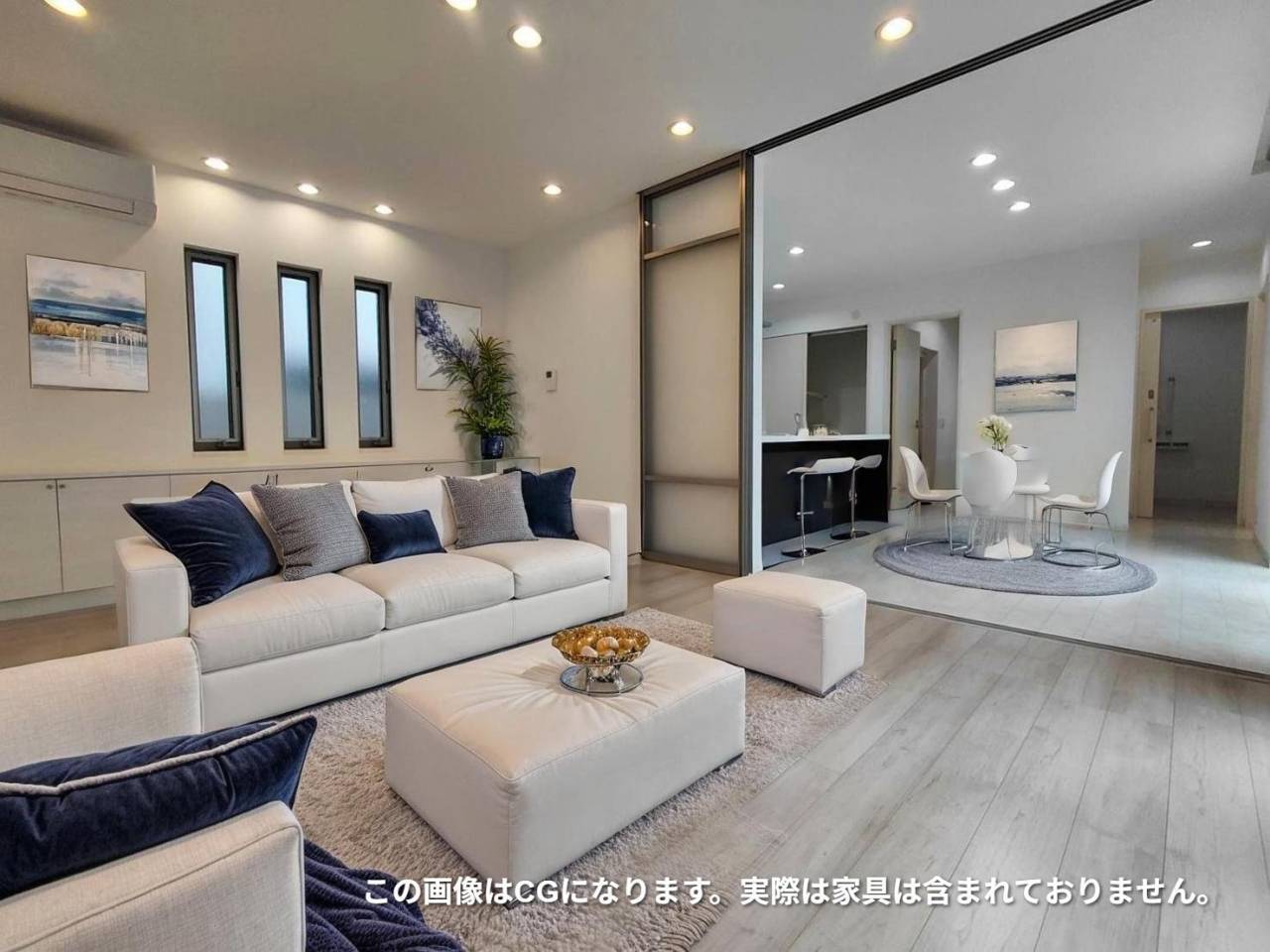 リビングとダイニングスペースを分けられる間取りに