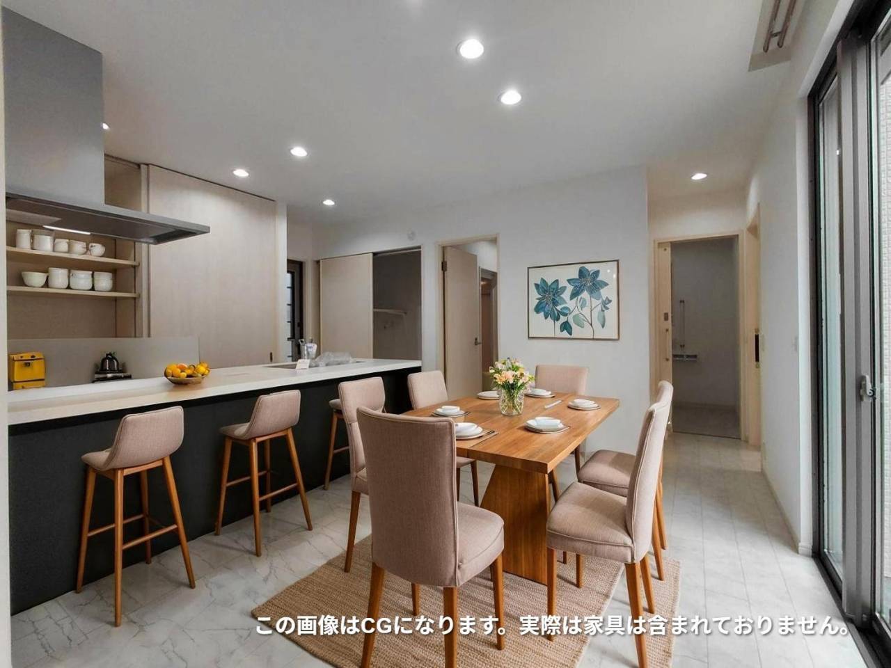 ダイニングキッチンもゆったり10帖