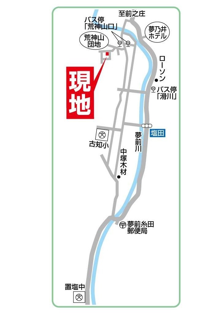 案内図。敷地に4台駐車可