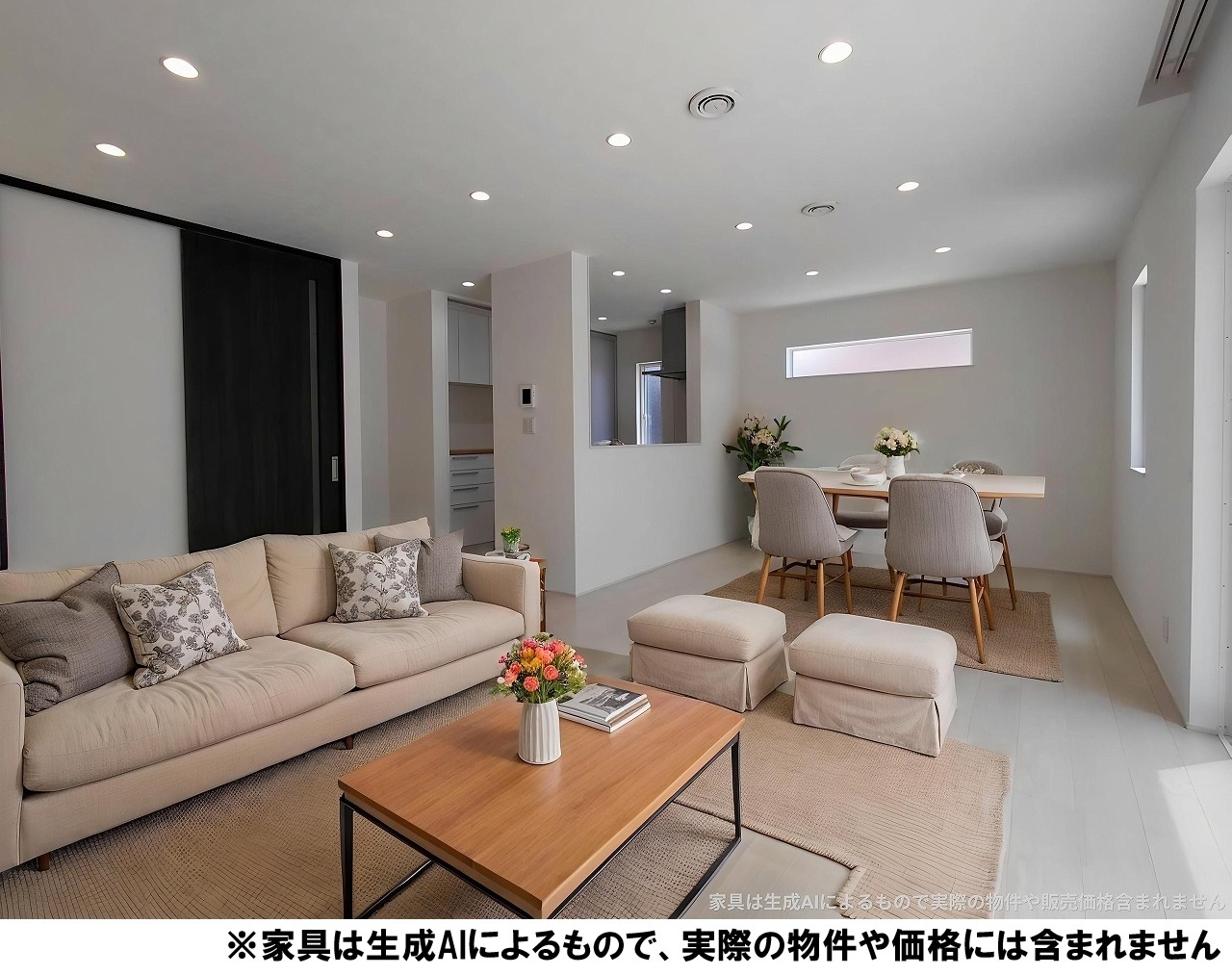 19.5帖のLDK。AIで家具配置をイメージ
