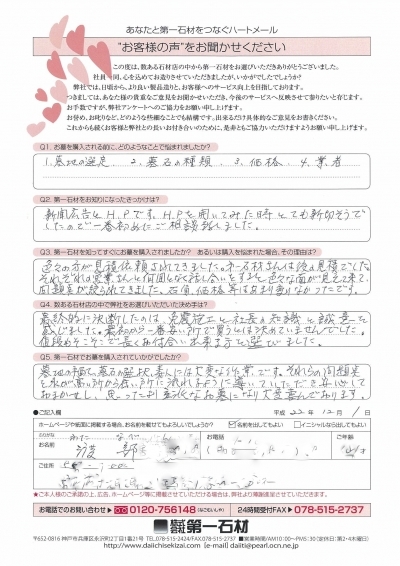 渡部様からの嬉しいお便りです