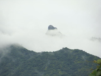 山の頂上付近の雲のあるあたりに霊体は集まる
