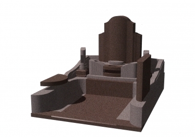 墓石完成イメージの3次元CAD図面