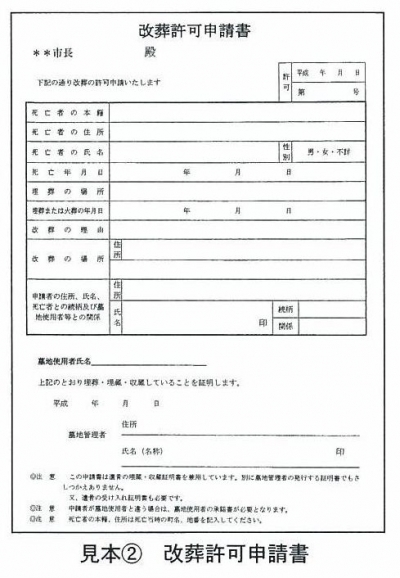 改葬許可申請書