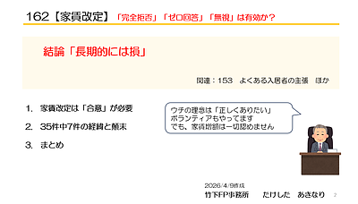 162【家賃改定】完全拒否、ゼロ回答、無視は有効か？結論「長期的には損」　動画11分