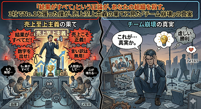 「結果がすべて」という正論が、あなたの組織を殺す。3社でNo.1を獲った僕が、売上至上主義の果てに見た「チーム崩壊」の真実