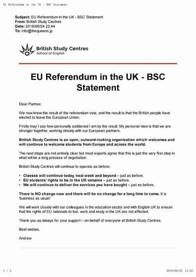 BSC UK referendum THEQUEEN'S