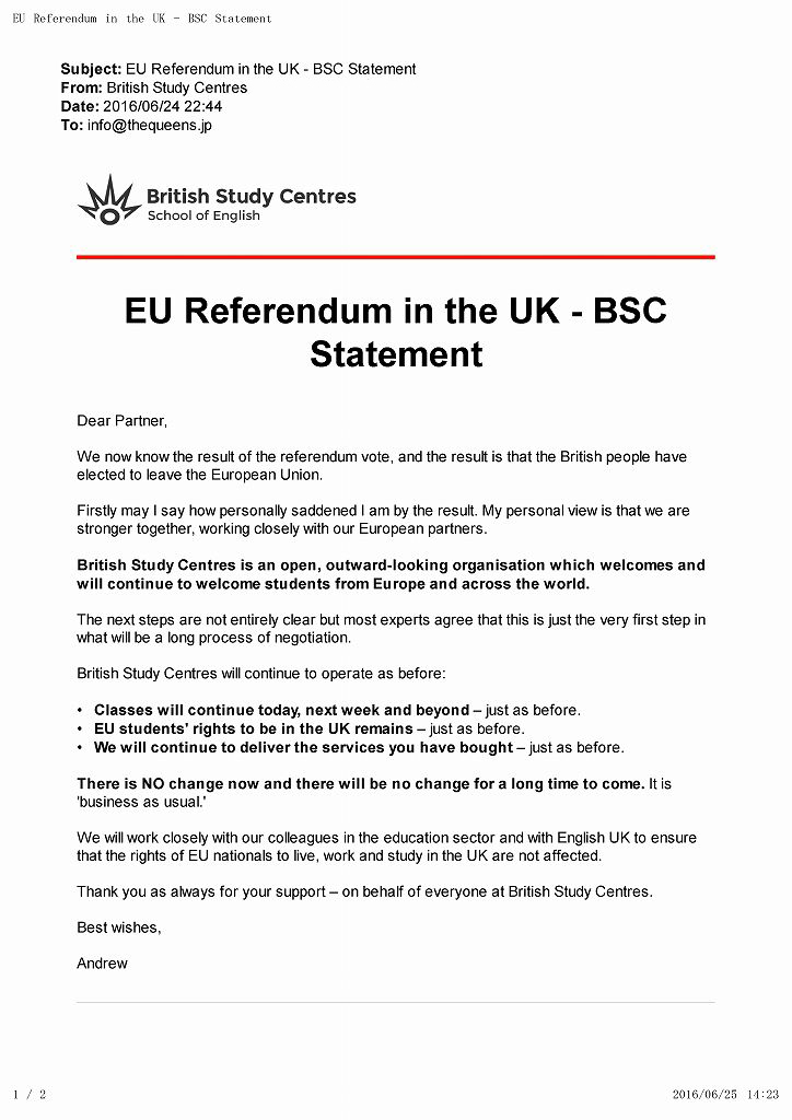 BSC UK referendum THEQUEEN'S