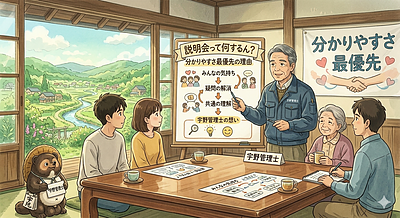 「説明会って何するん？宇野管理士が“分かりやすさ最優先”で話す理由」