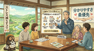 「工事中の“ストレス減らすコツ”、宇野管理士がこっそり教えるで！」