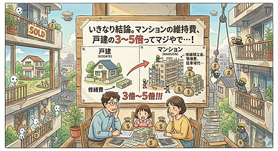 第1回：いきなり結論。マンションの維持費、戸建の3〜5倍ってマジやで…！