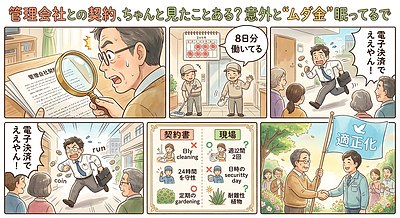 ③　「管理会社との契約、ちゃんと見たことある？意外と“ムダ金”眠ってるで」