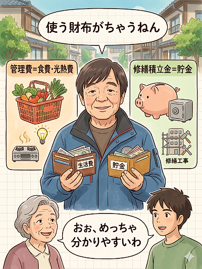 ④『管理費と積立金の違い、実は“食費と貯金”みたいな関係や』