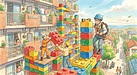 ①「足場はマンションの“巨大レゴブロック”やで！」