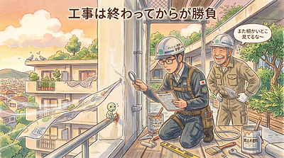 ④　アフター点検のとき、よく住民さんに言われるのが 「また見るん？もうええやん？」という言葉。