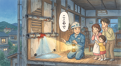 ① 「その水漏れ、実は“家の中の配管”が原因かもしれへんで！」