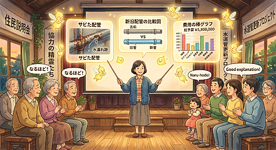 ⑤ 「専有配管の更新は“住民説明”がいちばん大事。写真と図で見せたら一発や！」