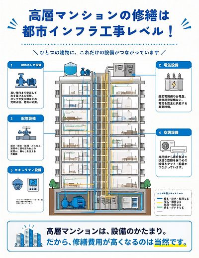 ⑤「タワマンの修繕は“街のインフラ工事”レベルやで」