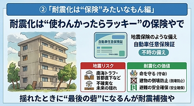 ②「地震が増えてる時代に“耐震化は保険”みたいなもん編」