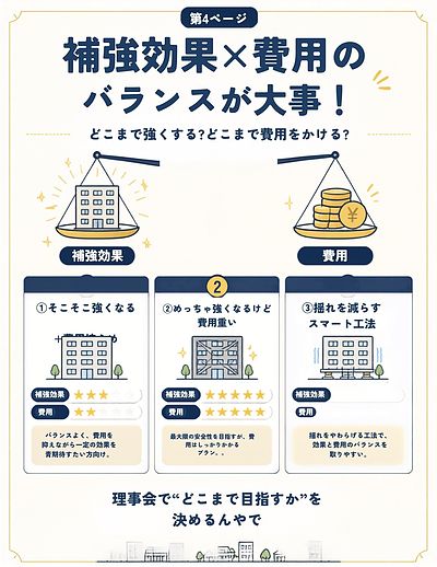 ④「“補強効果”と“費用”のバランスが命や！」