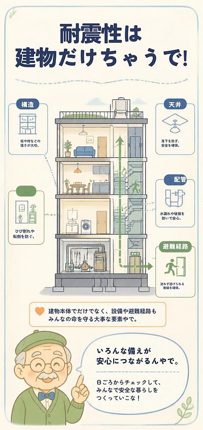 ① 【マンションの耐震性、実は“建物だけ”ちゃいまっせ！】