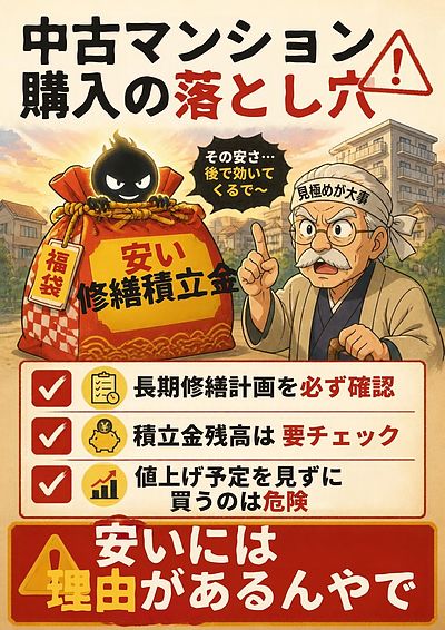 ③ 『安い修繕積立金は“福袋”やなくて“爆弾”や』中古購入の落とし穴編