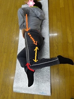 股関節を引き込み内転筋や前腿を伸ばす1