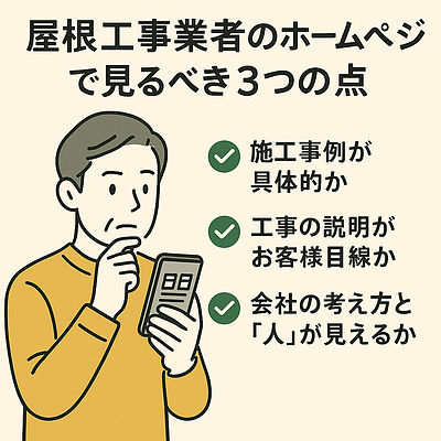 屋根工事業者のホームページで見るべき3つの点