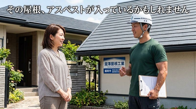 その屋根、アスベストが入っているかもしれません - 瀧澤屋根工業の職人がお客様と現場でご相談 その屋根、アスベストが入っているかもしれません - 瀧澤屋根工業の職人がお客様と現場でご相談