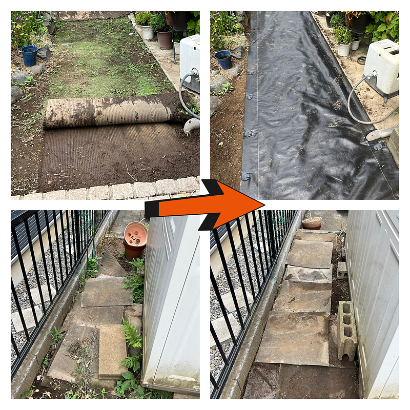 除草シート張り