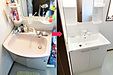 節湯C1対応のシャワー付シングルレバー水栓の洗面化粧台