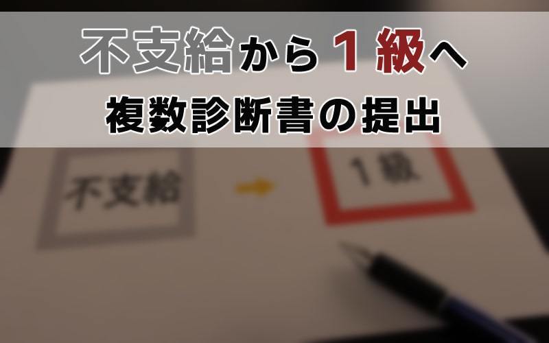 不支給から1級受給へ （複数枚の診断書の効果）