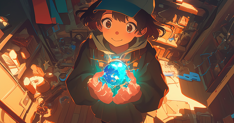 宝物を手にする少年