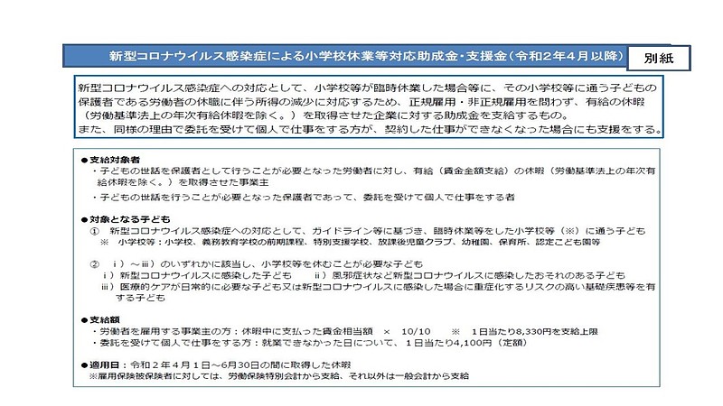 20200401小学校休業等対応助成金の延長