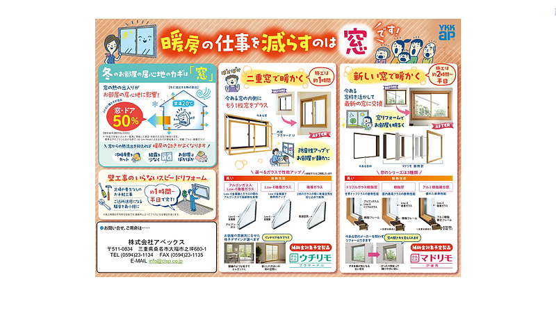 暖房を減らす窓