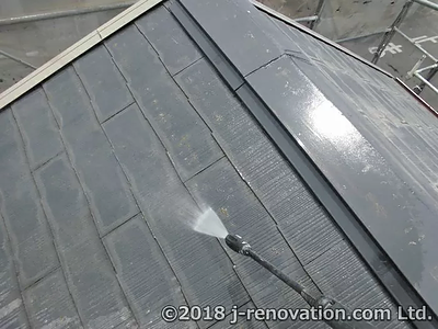既存カラーベスト屋根の水洗い