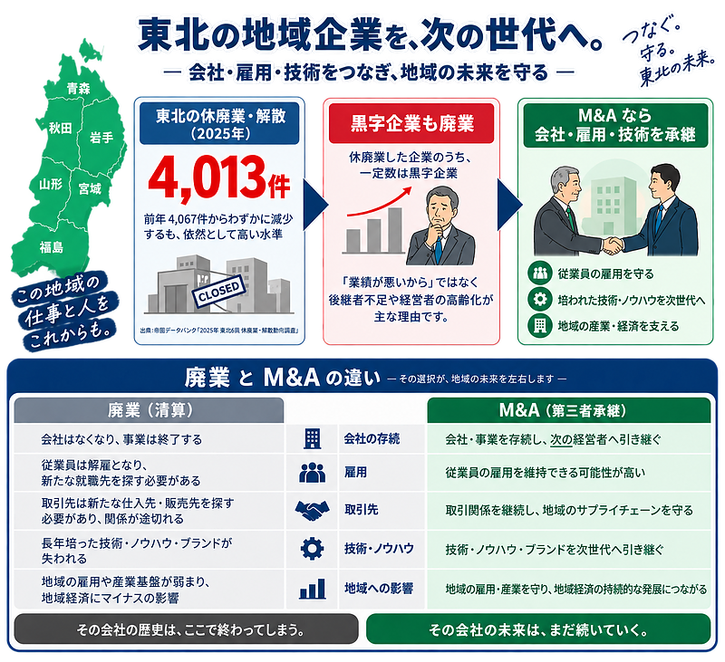 東北の黒字廃業の実態と、M&Aで守れる地域の雇用