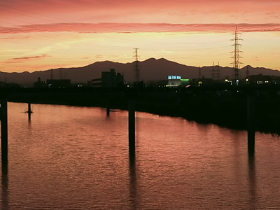 七北田川の夕陽