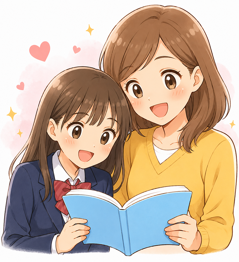 母親と中3の子ども 母親と中3の子ども