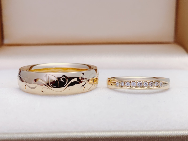 ゴールド手彫り結婚指輪はジュエルミキへ