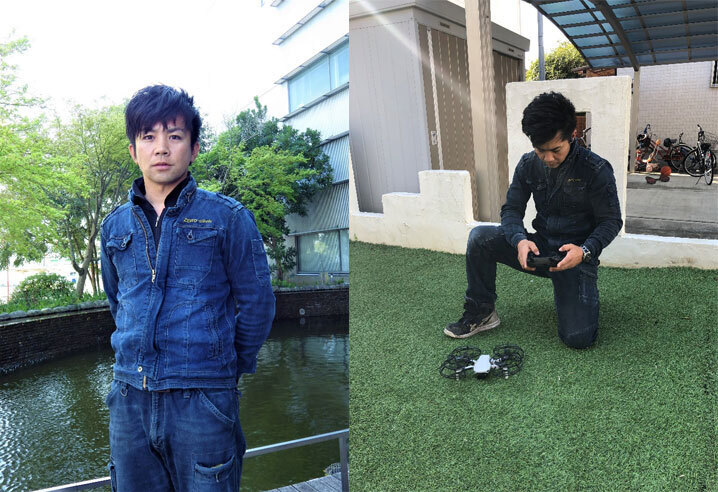 ドローンを使用した家屋調査や足場仮設工事・講習を行うプロ 	淺田英之さん
