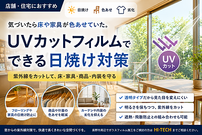 店舗・住宅におすすめ｜UVカットフィルムでできる日焼け対策