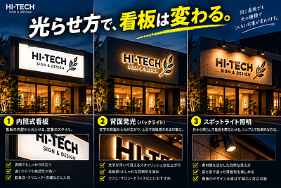 看板の光らせ方、実はひとつじゃありません。