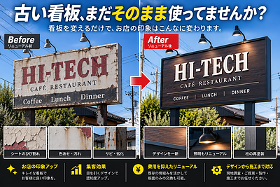 古い看板、そのままになっていませんか？