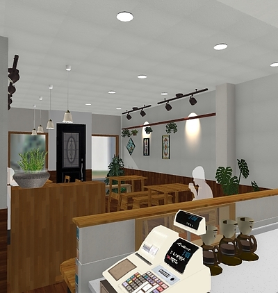 リフォーム例　クリーニング屋さんをCafeに