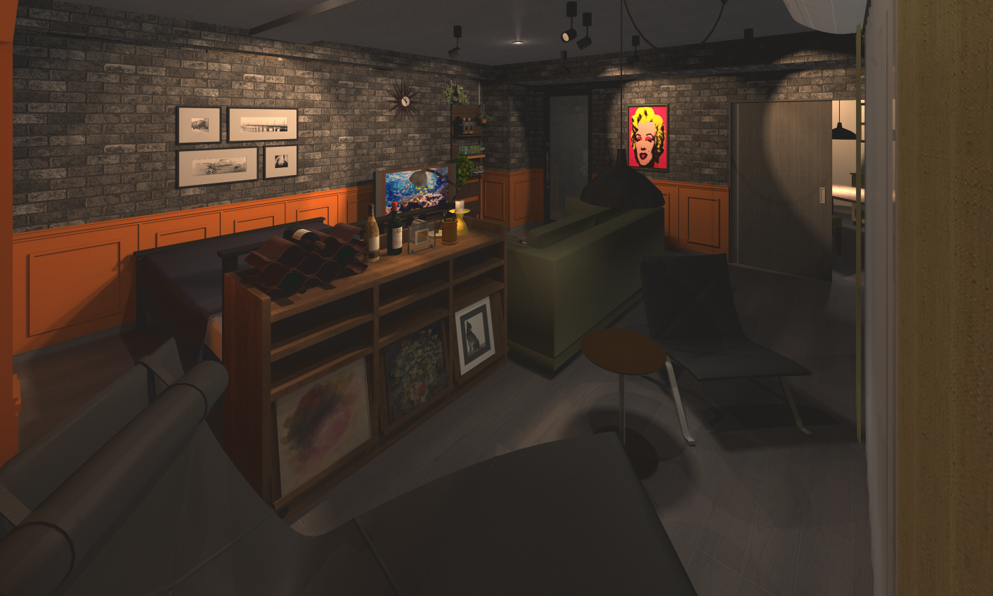 ワンルーム：ブルックリンスタイルダグレーマリリン