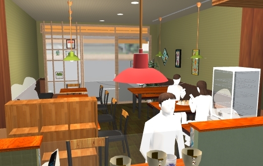 厨房側から見た客席