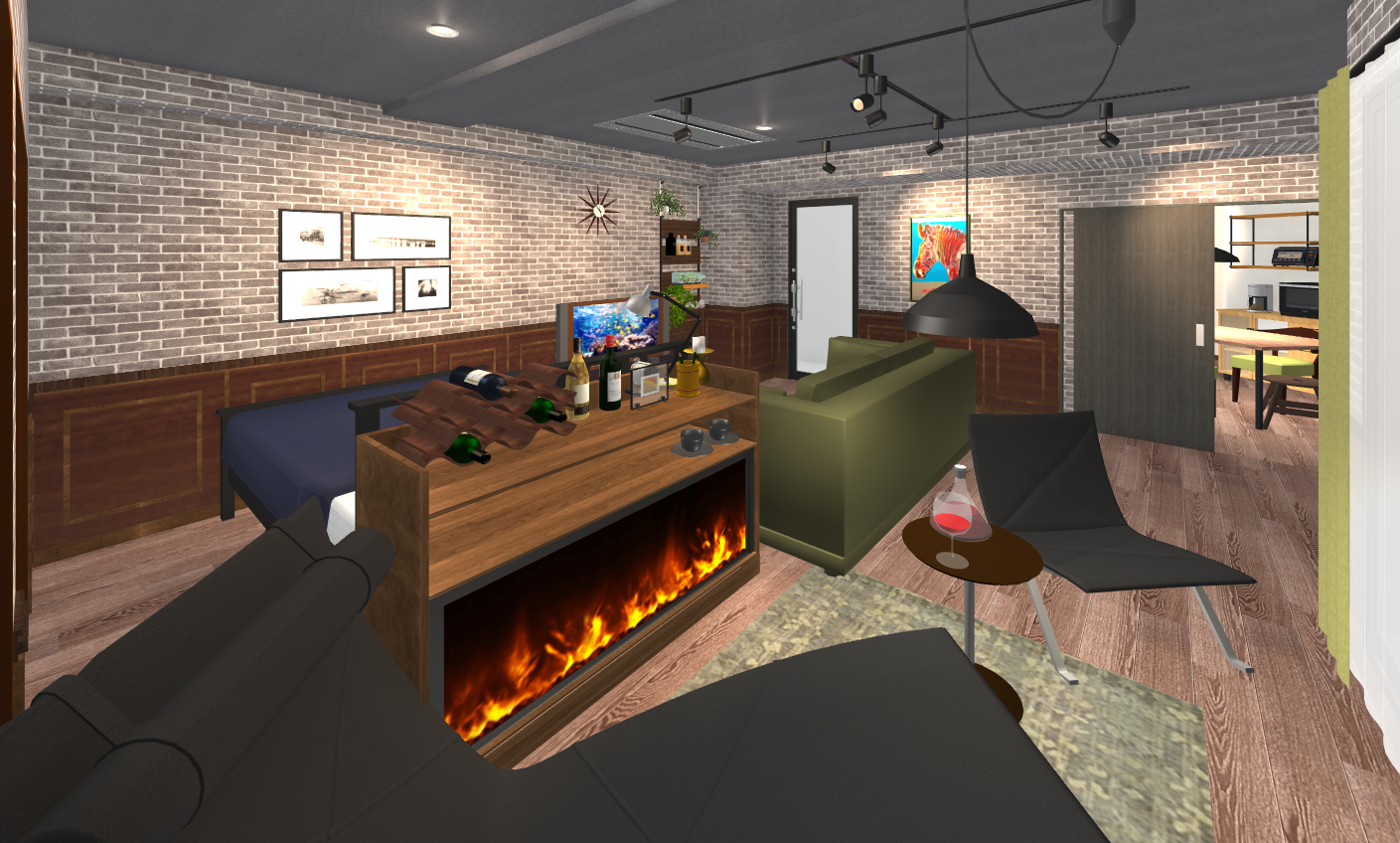 ワンルーム　　　　レンダリング加工